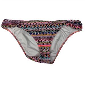 Y2K Victorias Secret Size Medium Knockout Bikini Bottoms Aztec Pink Blue #0846